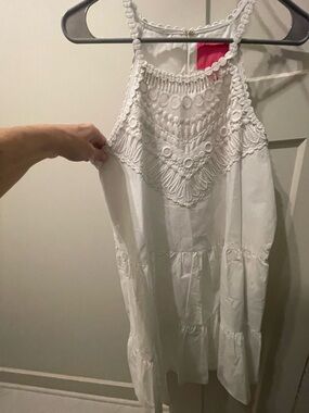 Lilly Pulitzer White Crochet Yoke Sleeveless Dress